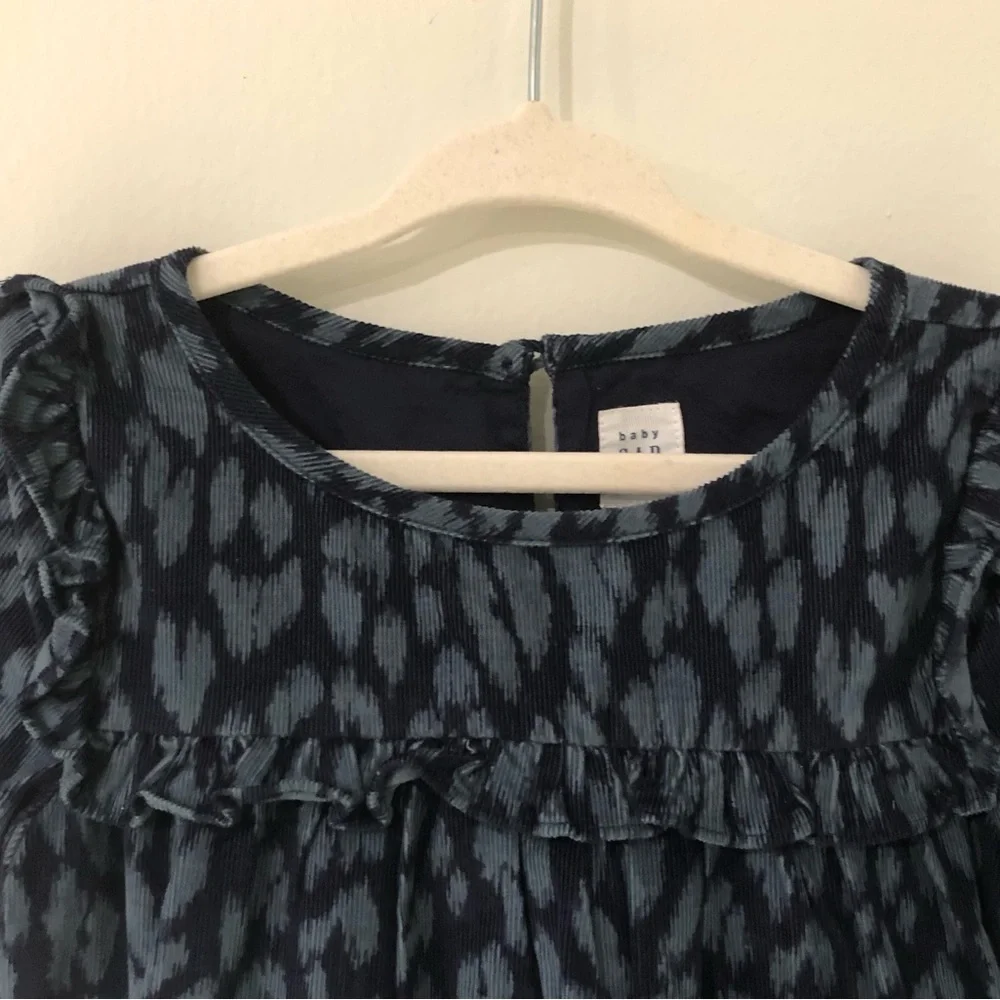 NEW WITH TAGS Baby Gap Girls Blue & Gray Corduroy Long Sleeve Dress Size 4